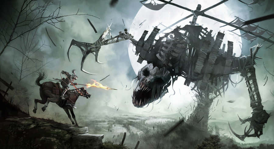 Mysterious Dark Creature Emerging From The Shadows Wallpaper