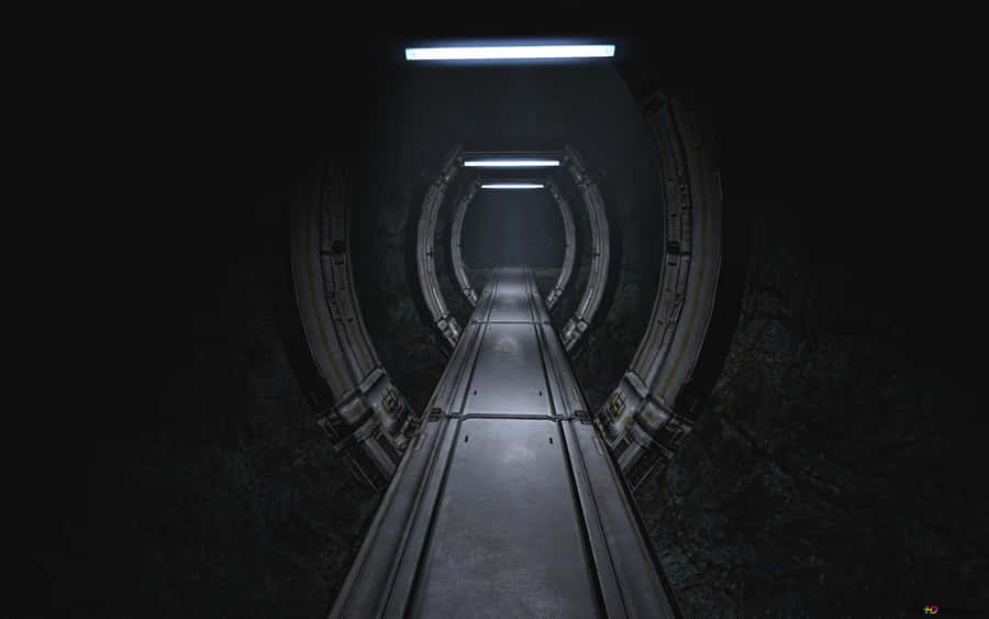 Mysterious Dark Underground Tunnel Wallpaper