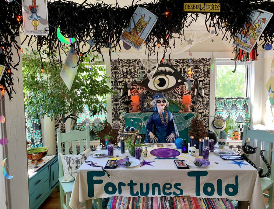 Mysterious Fortune Teller Reading Tarot Cards Wallpaper