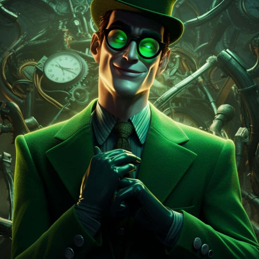 Mysterious Green Gentleman Smirk Wallpaper
