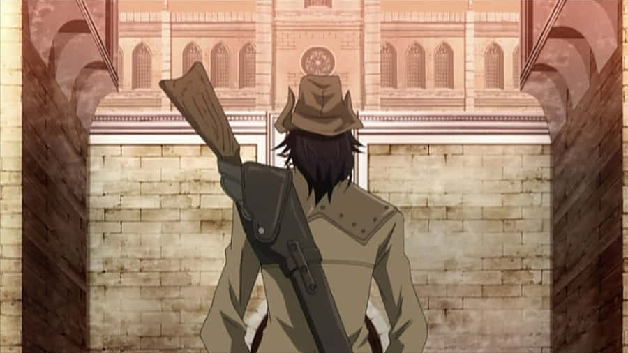 Mysterious Hunter Outside Cathedral Wallpaper