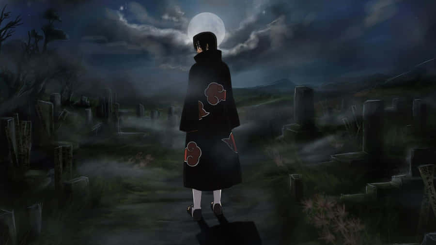 Mysterious Itachi Moonlit Graveyard Wallpaper