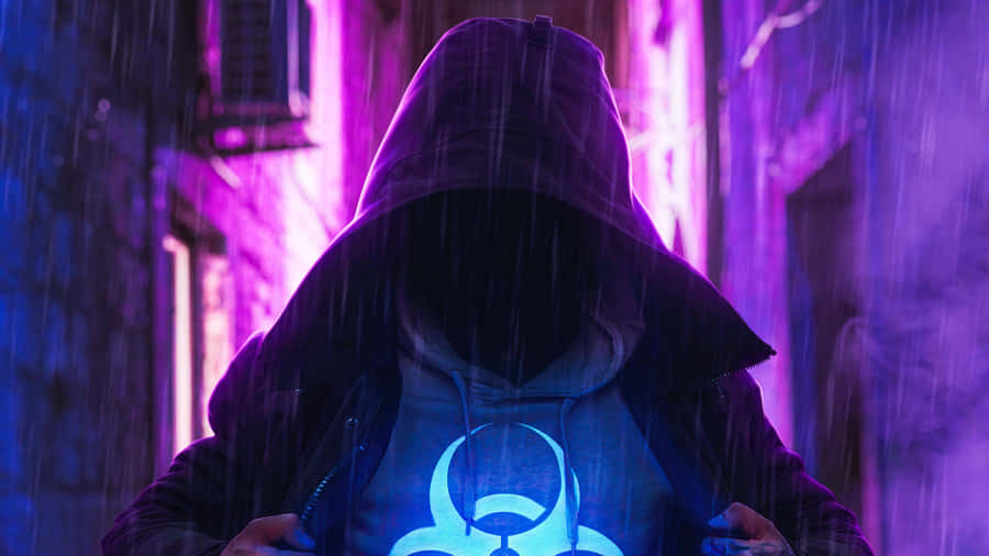 Mysterious Purple Hoodiein Rain Wallpaper