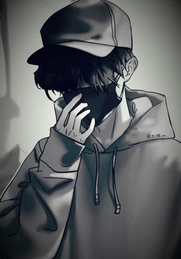 Mysterious Sad Boy In Hoodie And Mask Wallpaper