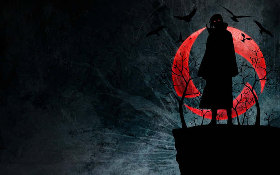 Mysterious_ Shinobi_ Under_ Red_ Moon.jpg Wallpaper