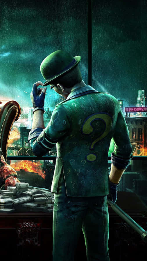 Mysterious Villain Gazing Over City Wallpaper