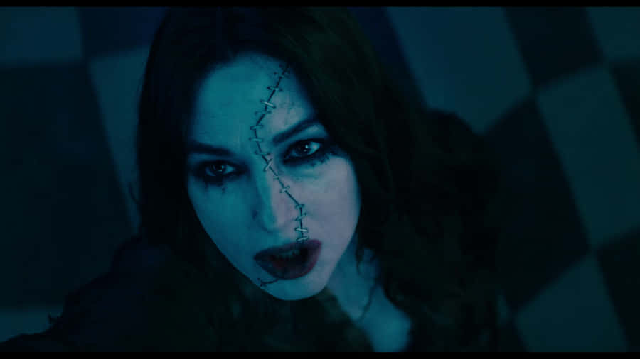 Mysterious_ Woman_with_ Stitched_ Face_4 K Wallpaper