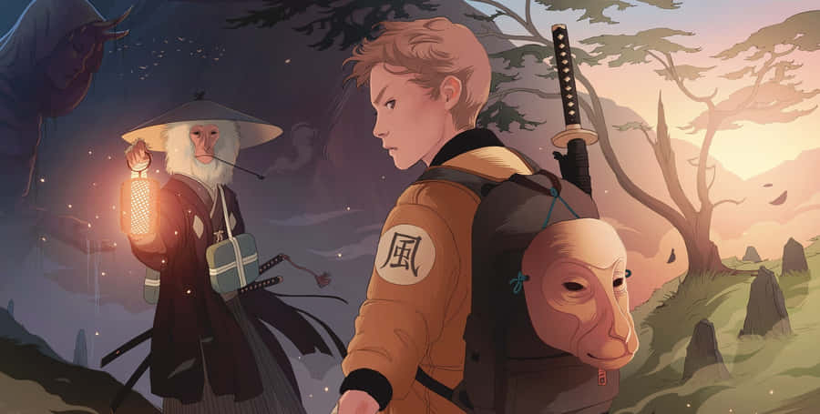 Mysterious Yokai Gathering In The Night Wallpaper