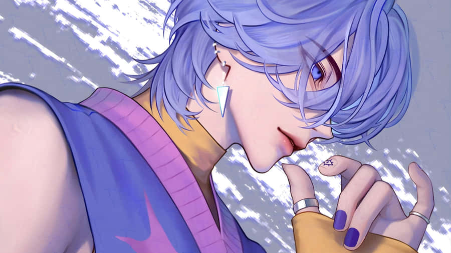 Mystery Saja Blue Hair Character Wallpaper