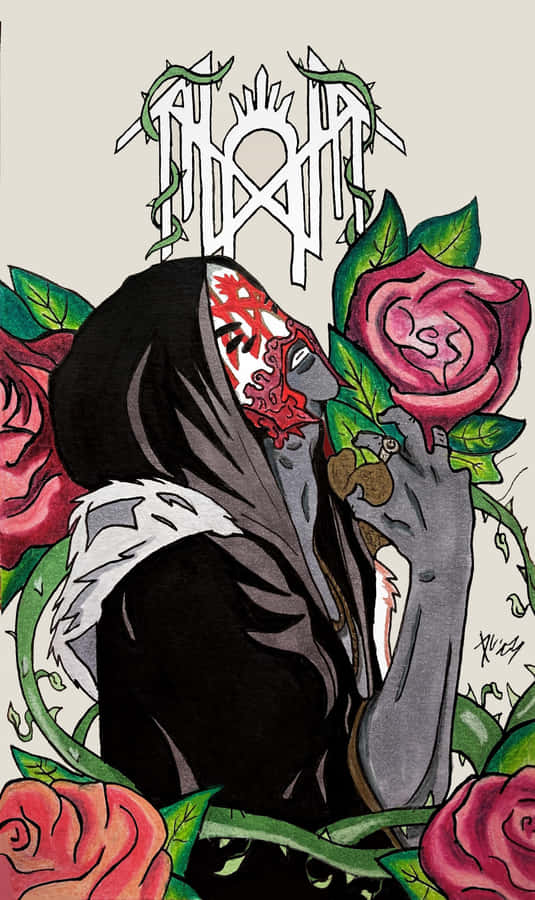 Mystic_ Figure_ Amidst_ Roses_ Artwork Wallpaper