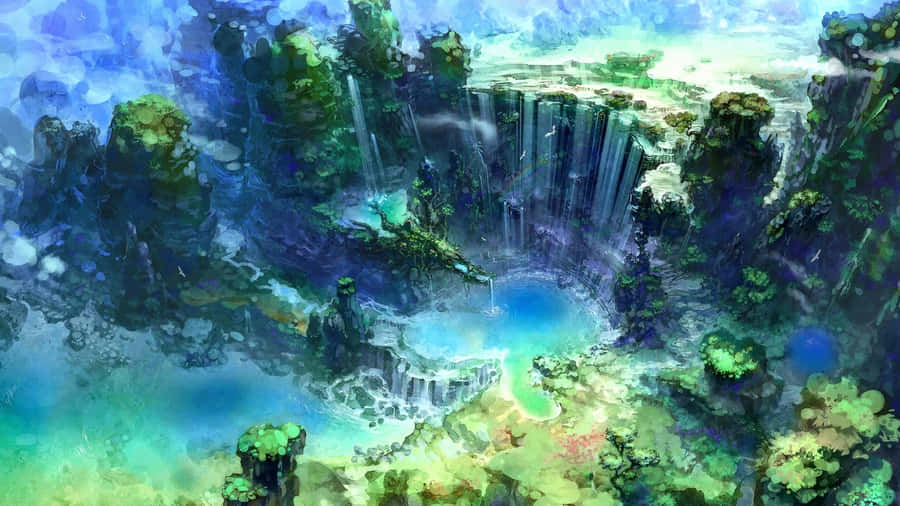 Mystical Anime Forest Landscape Wallpaper
