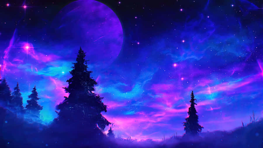 Mystical Anime Galaxy Night Wallpaper
