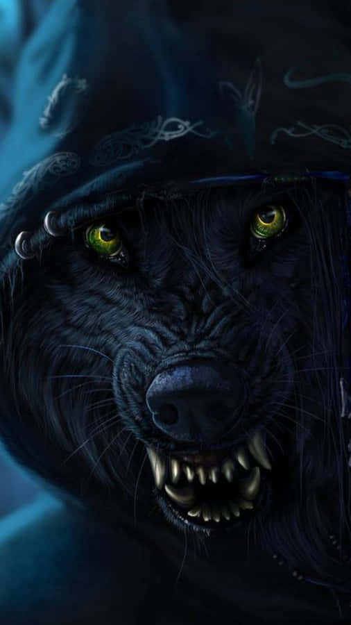 Mystical Black Wolfin Hat Wallpaper