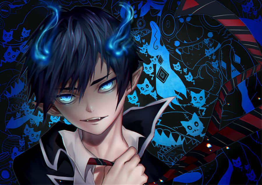 Mystical Blue Flame Character Art Wallpaper