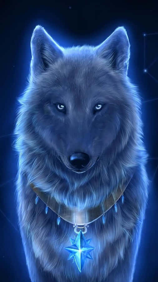 Mystical Blue Wolf Art Wallpaper