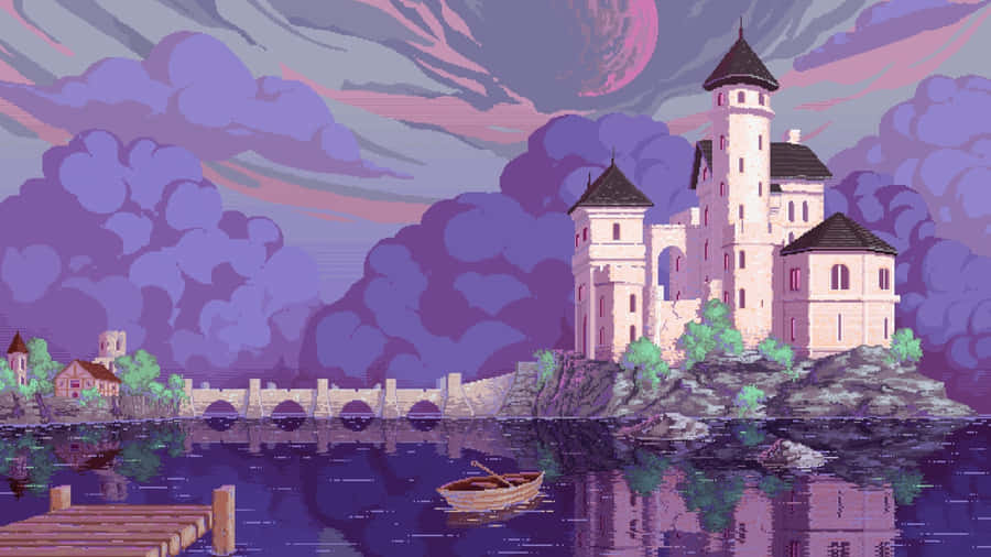 Mystical Castle Pixel Art Wallpaper