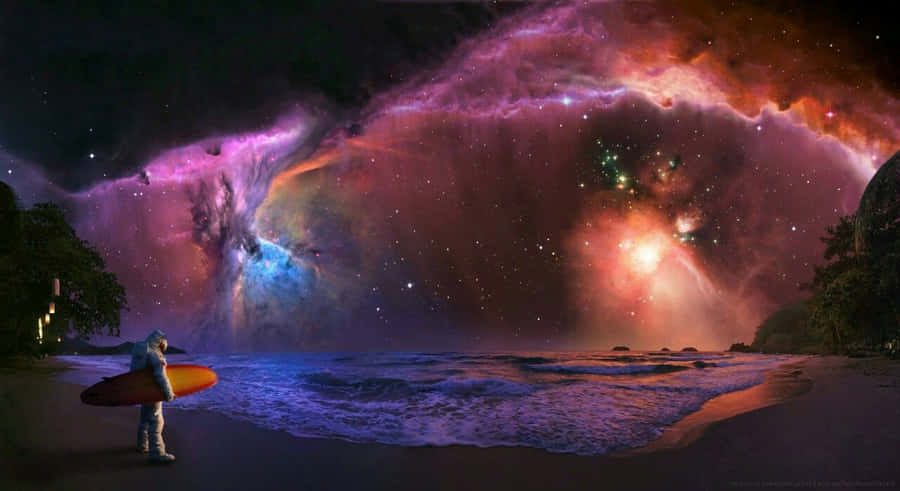 Mystical Cosmic Journey: A Digital Art Voyage Through The Trippy Space Wallpaper