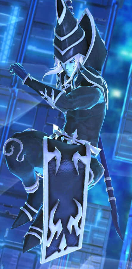 Mystical Dark Magician Unleashes His Power Wallpaper