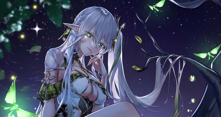 Mystical_ Elf_ Under_ Starry_ Sky Wallpaper