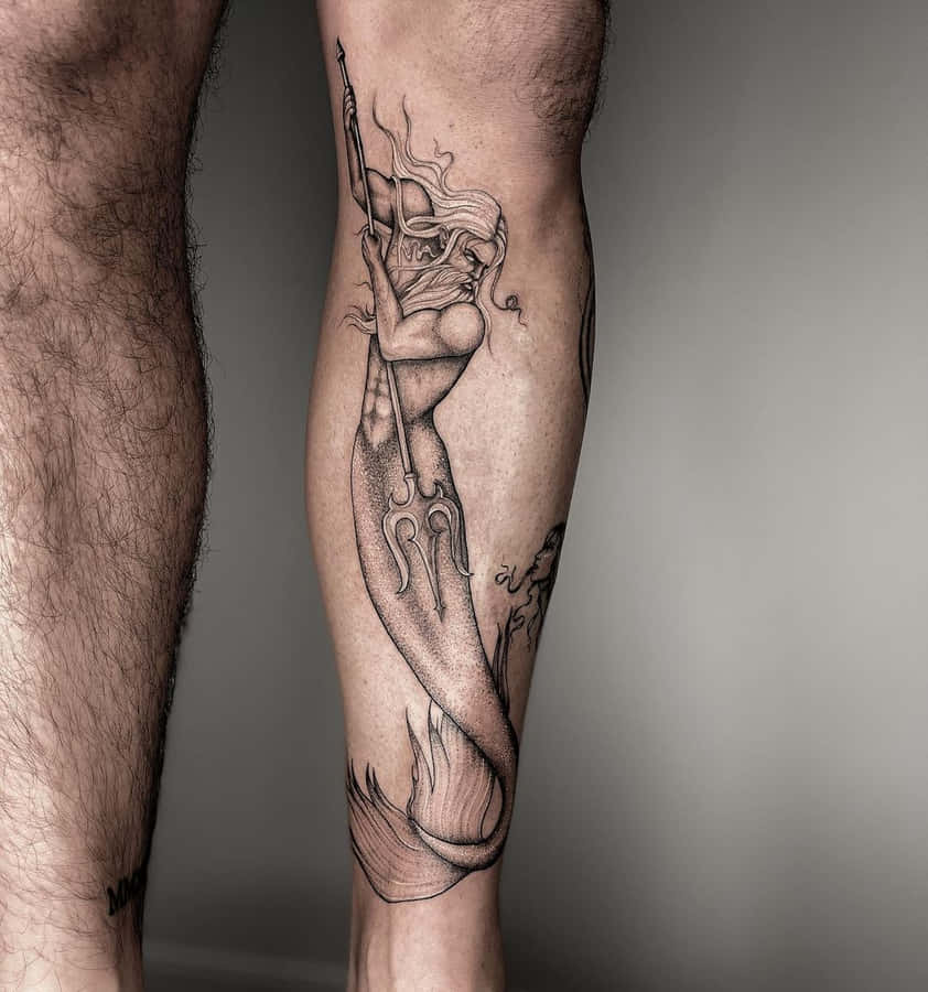 Mystical_ Figure_ Tattoo_on_ Leg Wallpaper