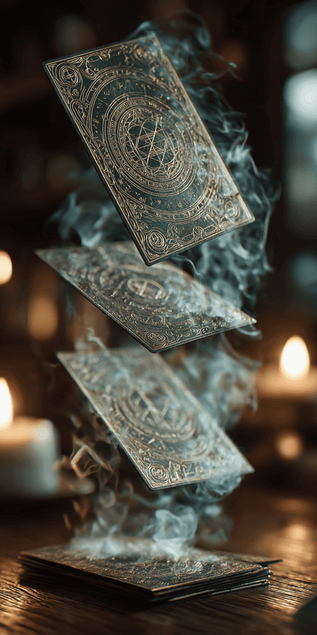 Mystical Floating Tarot Cards Wallpaper