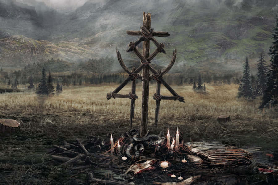 Mystical Forest Ritual Site Wallpaper