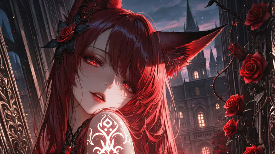 Mystical Fox Girl Enchantress Wallpaper