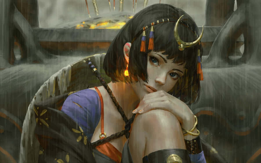 Mystical Moonlight Priestess Wallpaper