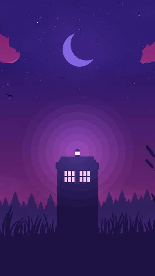 Mystical_ Night_ Scene_with_ Tardis Wallpaper