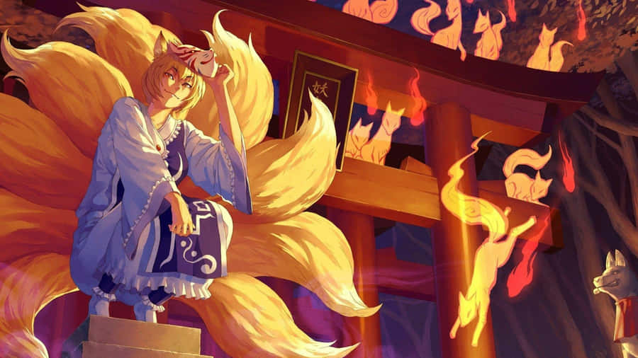 Mystical Nine Tailed Fox Wallpaper