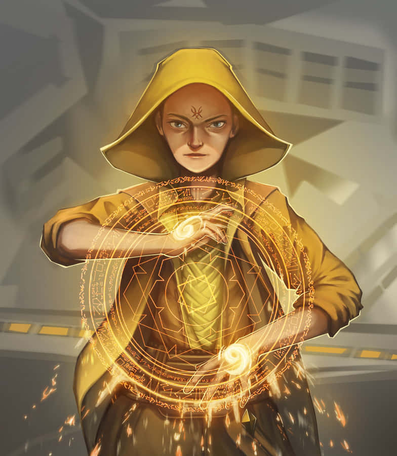 Mystical Sorcerer Casting Spell Wallpaper