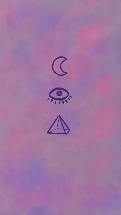 Mystical Symbols Purple Backdrop Wallpaper