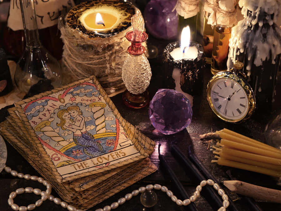 Mystical_ Tarot_ Spread_ Magic_ Altar.jpg Wallpaper