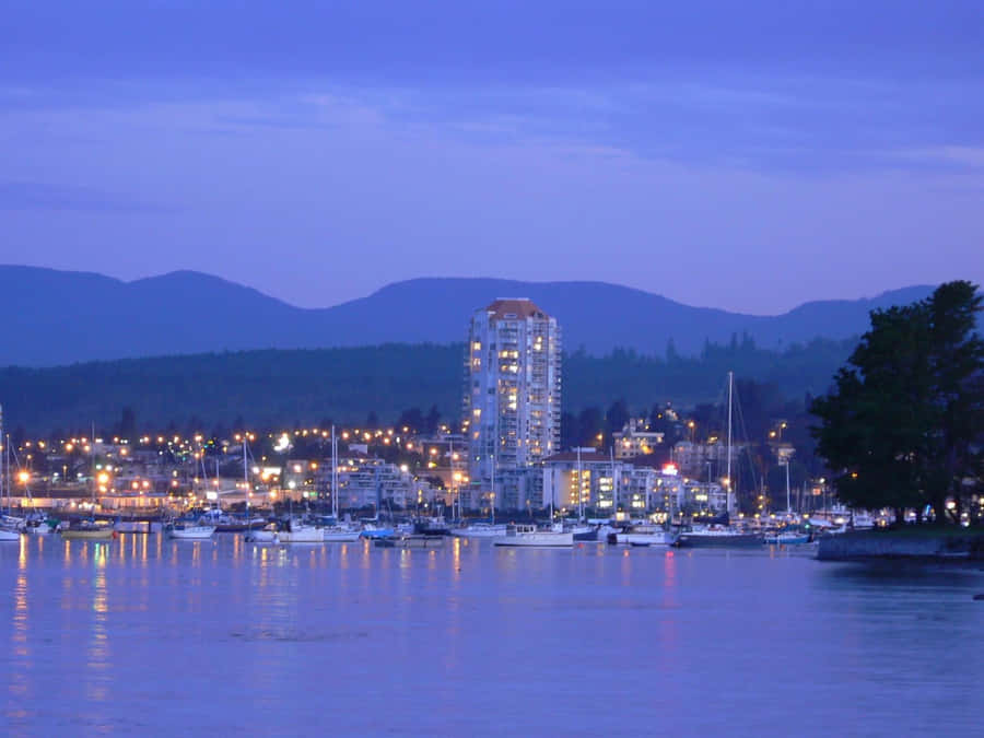 Nanaimo's Magnificent Sunset Over The Harbor Wallpaper