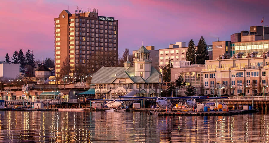 Nanaimo Waterfront Dusk Scenery Wallpaper
