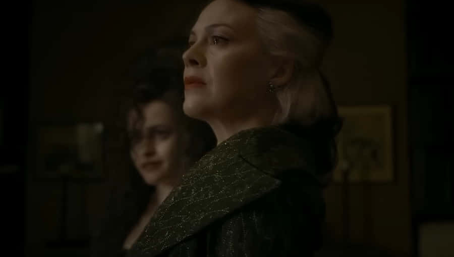 Narcissa Malfoy Profilewith Bellatrixin Background Wallpaper