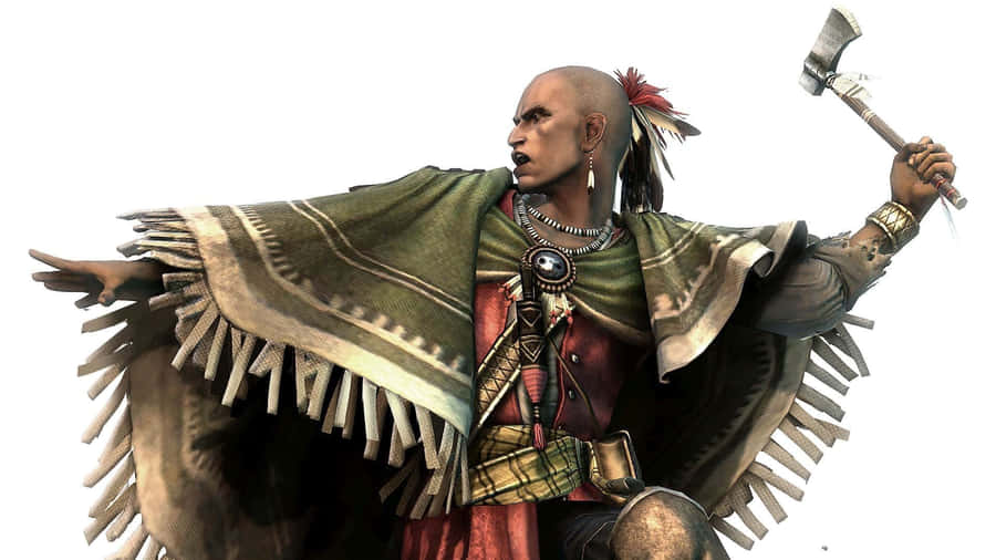 Native Warrior With Hatchet Wallpaper