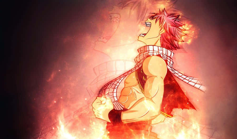 Natsu Dragneel Of Fairy Tail In Action Wallpaper