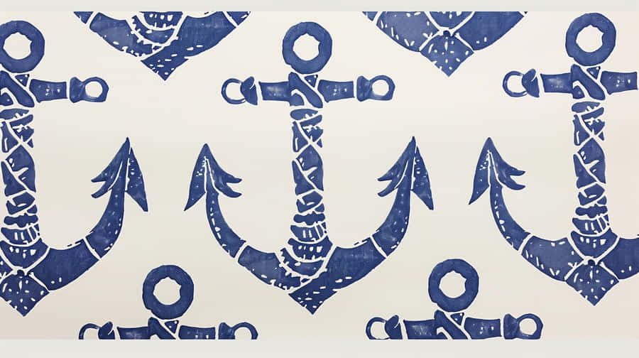 Nautical_ Anchors_ Pattern_ Navy_ White Wallpaper