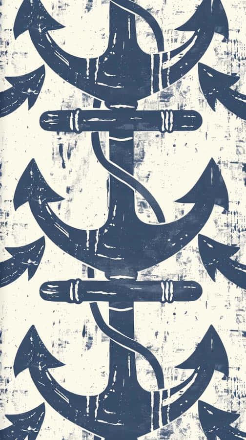 Nautical Anchors Pattern Navy White Wallpaper