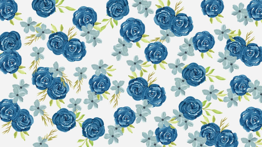 Navy Blue Floral Pattern Wallpaper
