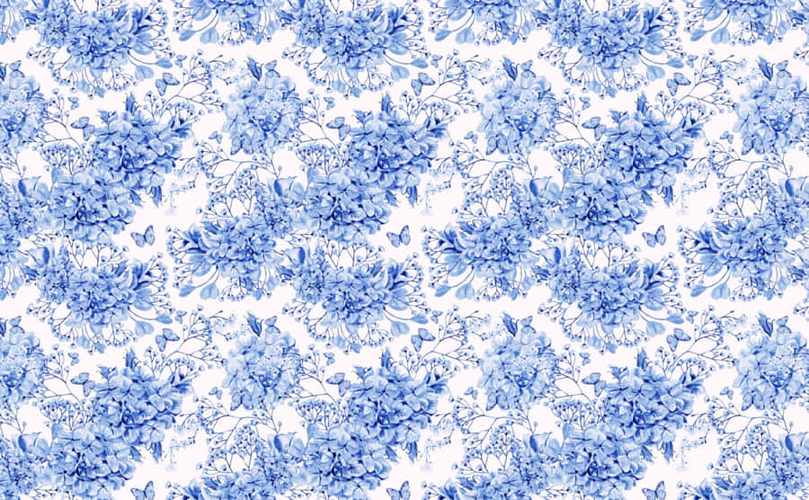 Navy Blue Floral Pattern Wallpaper