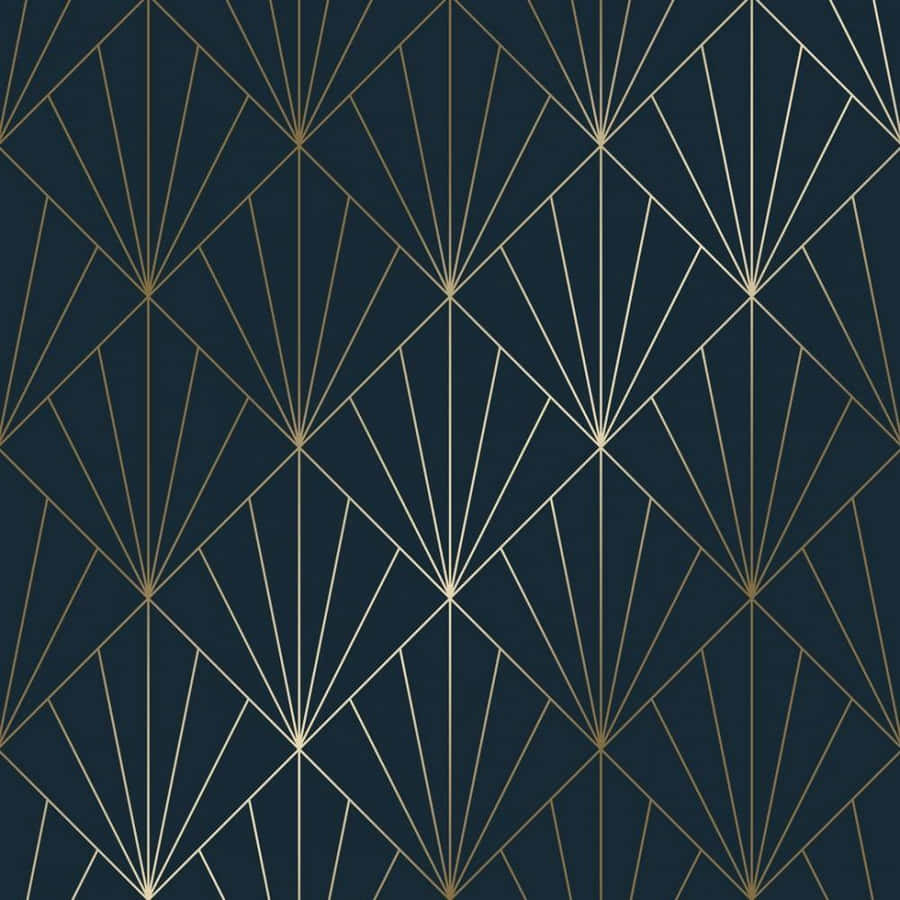 Navy Gold Geometric Pattern Wallpaper