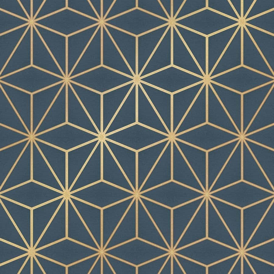 Navy Gold Geometric Pattern Wallpaper