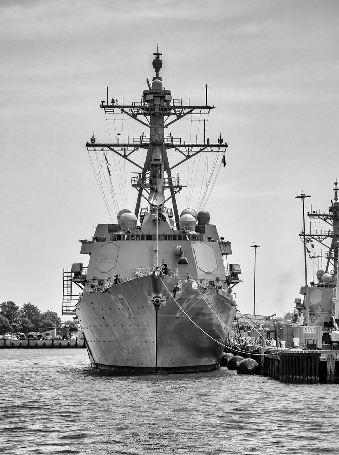 Navy Pier Monochrome Ship Wallpaper