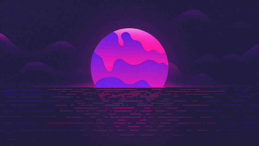 Neon Aesthetic Sunset Ocean Wallpaper
