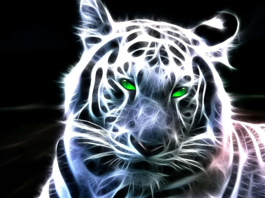 Neon Animal White Tiger Wallpaper