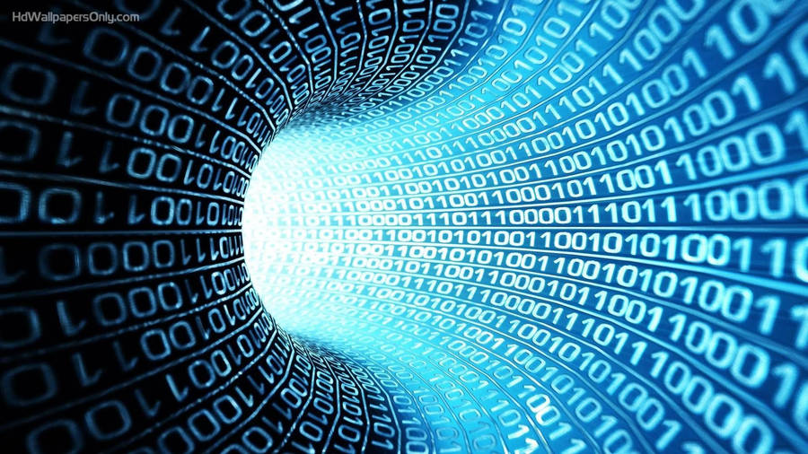 Neon Blue Abstract Matrix Tunnel Wallpaper