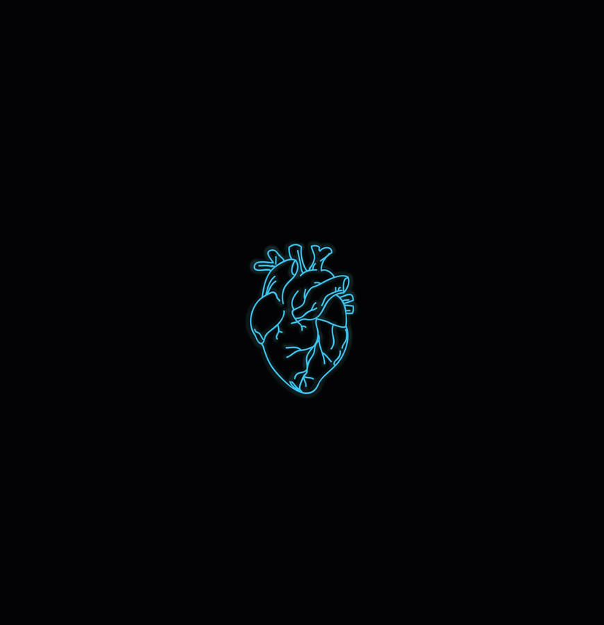 Neon Blue Aesthetic Human Heart Wallpaper