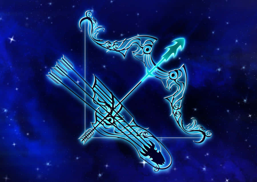 Neon Blue Arrow Cute Sagittarius Wallpaper